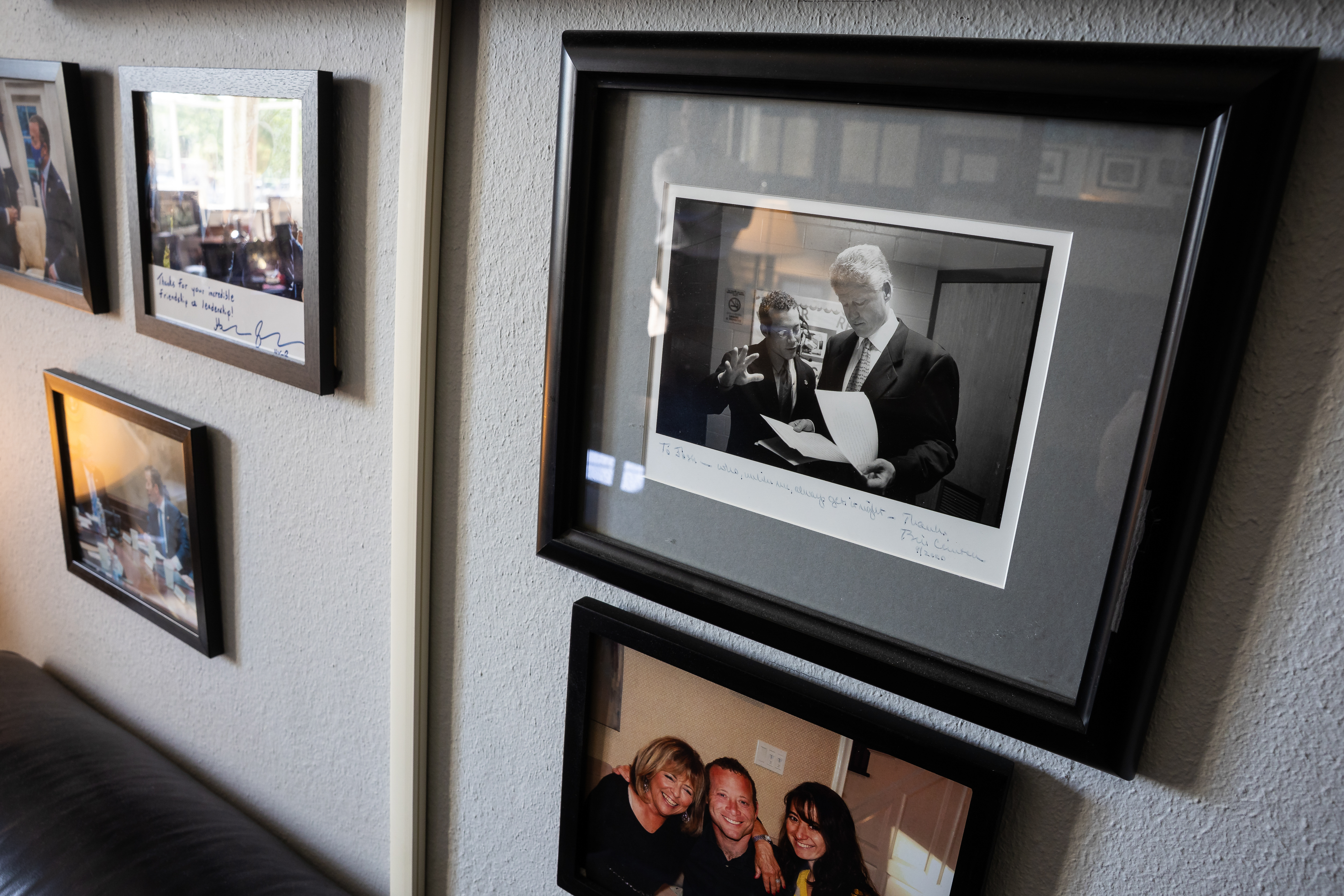A photo of Gottheimer with former President Bill Clinton is seen in the congressman's office on Capitol Hill.